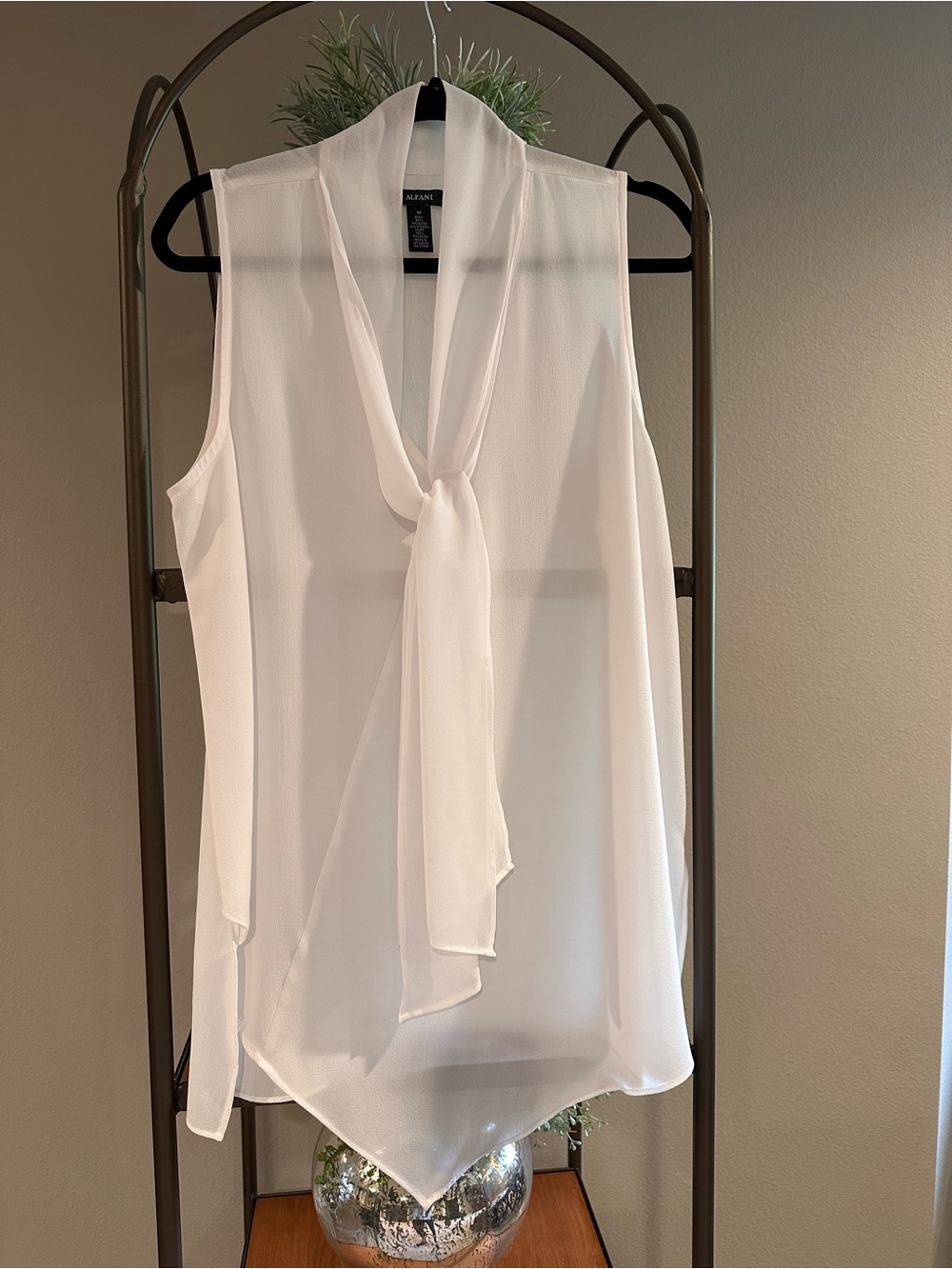 Alfani Asymmetrical Sleeveless Top with Attached Neck Tie